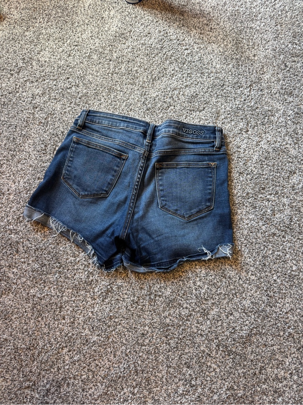Vigoss Dark Blue Distressed Denim Cutoff Shorts, size 27 - Picture 2 of 3